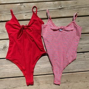 Bundle of two Ardene red/white body suits